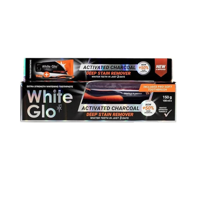 WHITE GLO CHARCOAL TOOTHPASTE 150G ORANGE